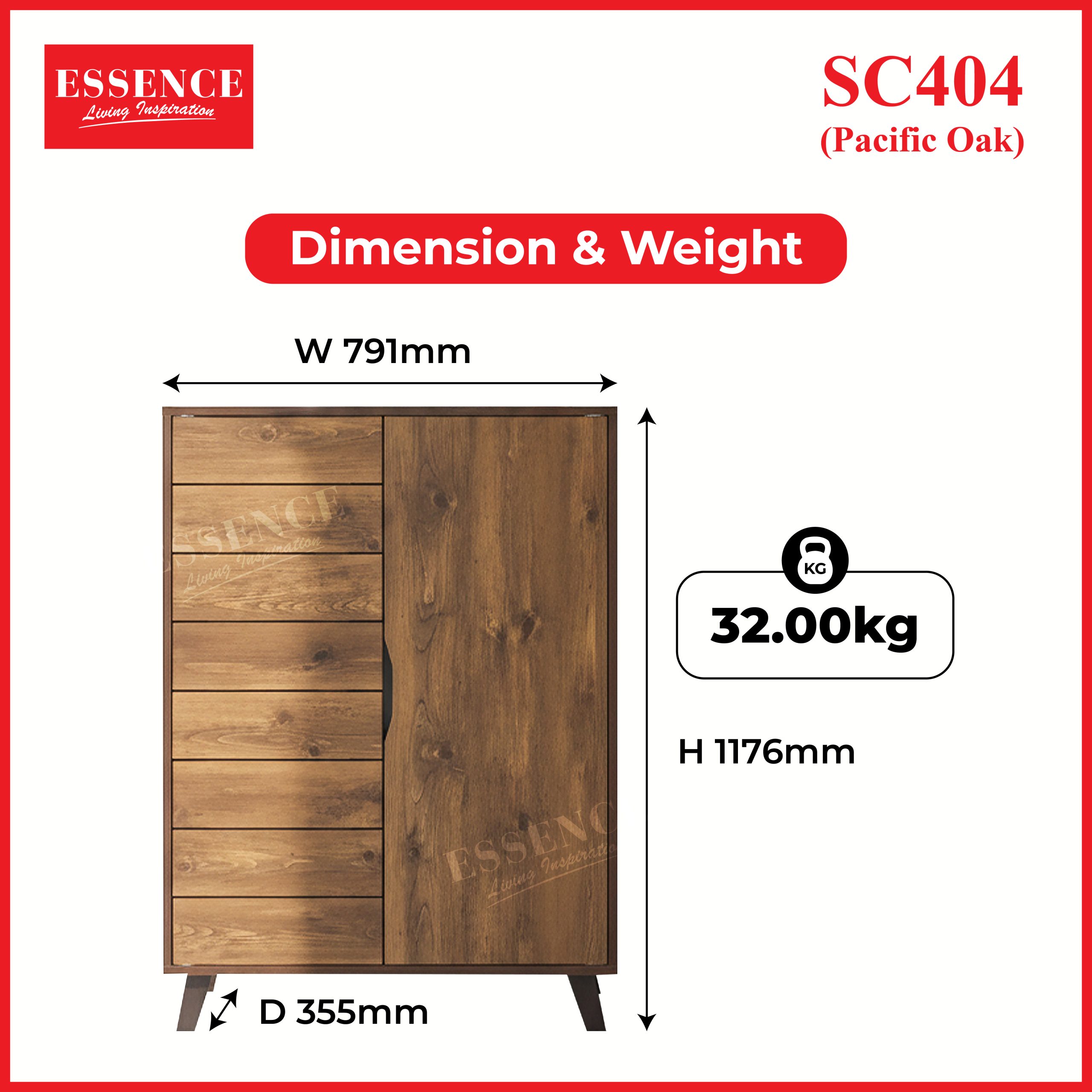 SC404 (Pacific Oak) Dimension