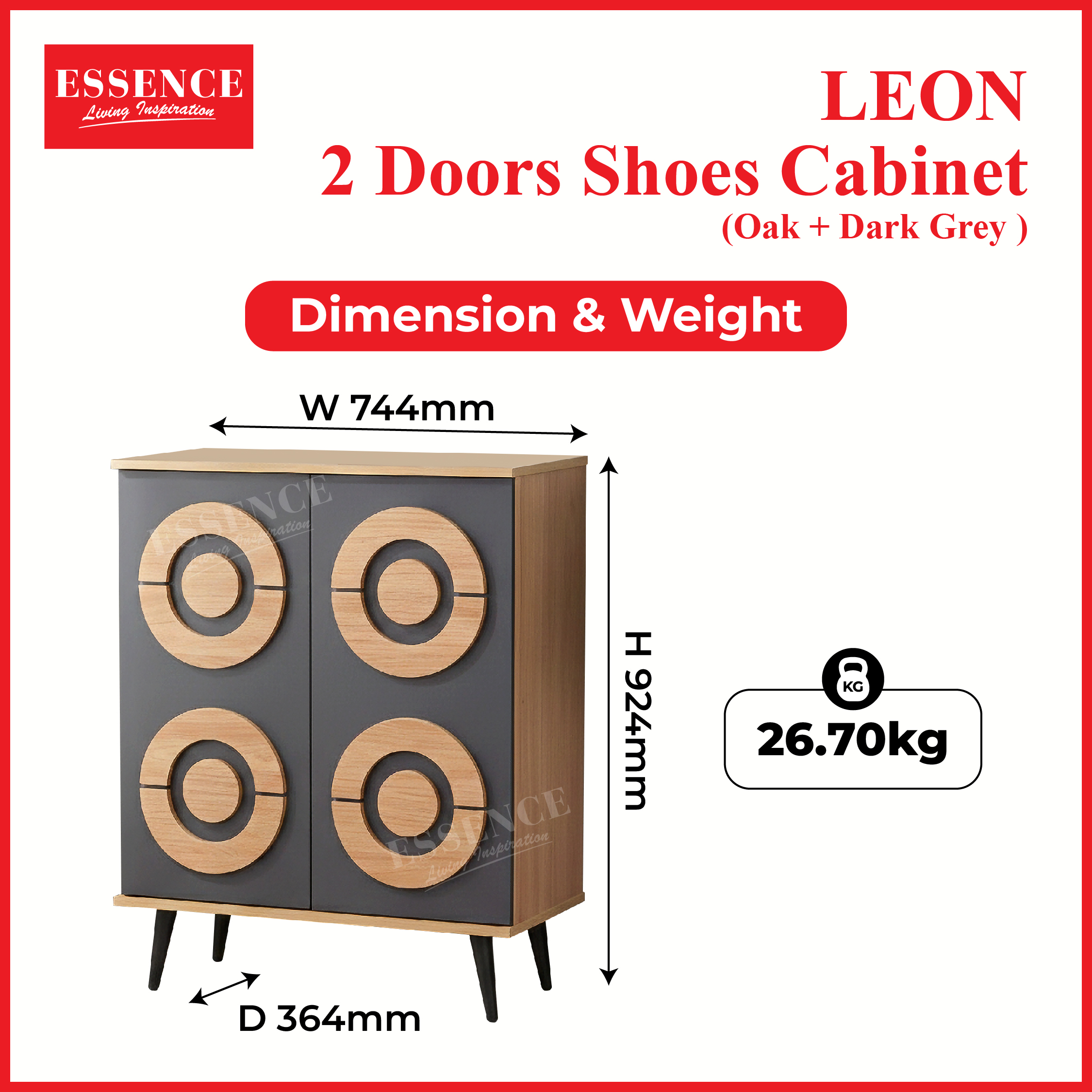 Leon 2 Doors Shoes Cabinet (O+DG)-01