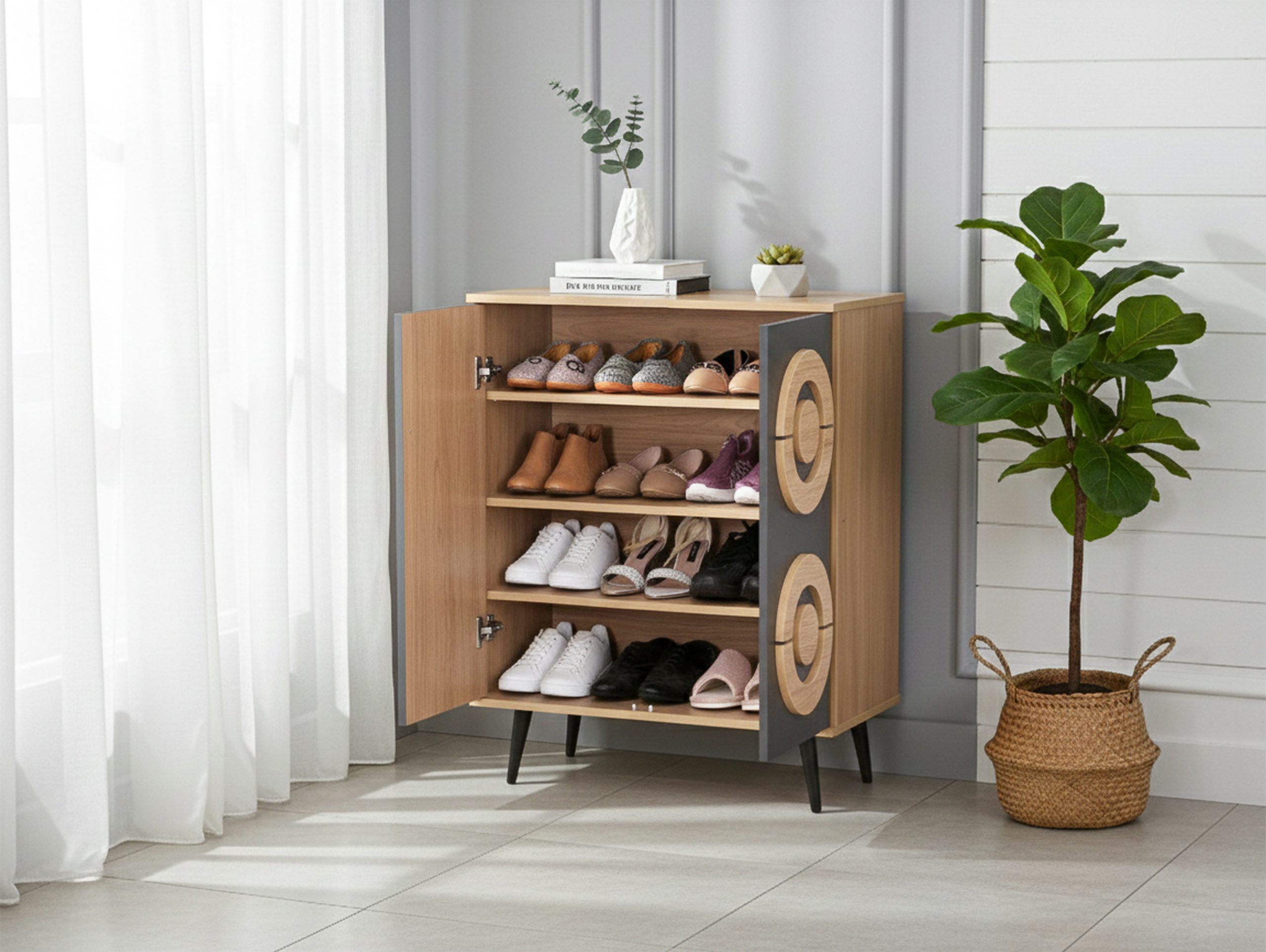 Leon 2 Doors Shoes Cabinet (O+DG) 开