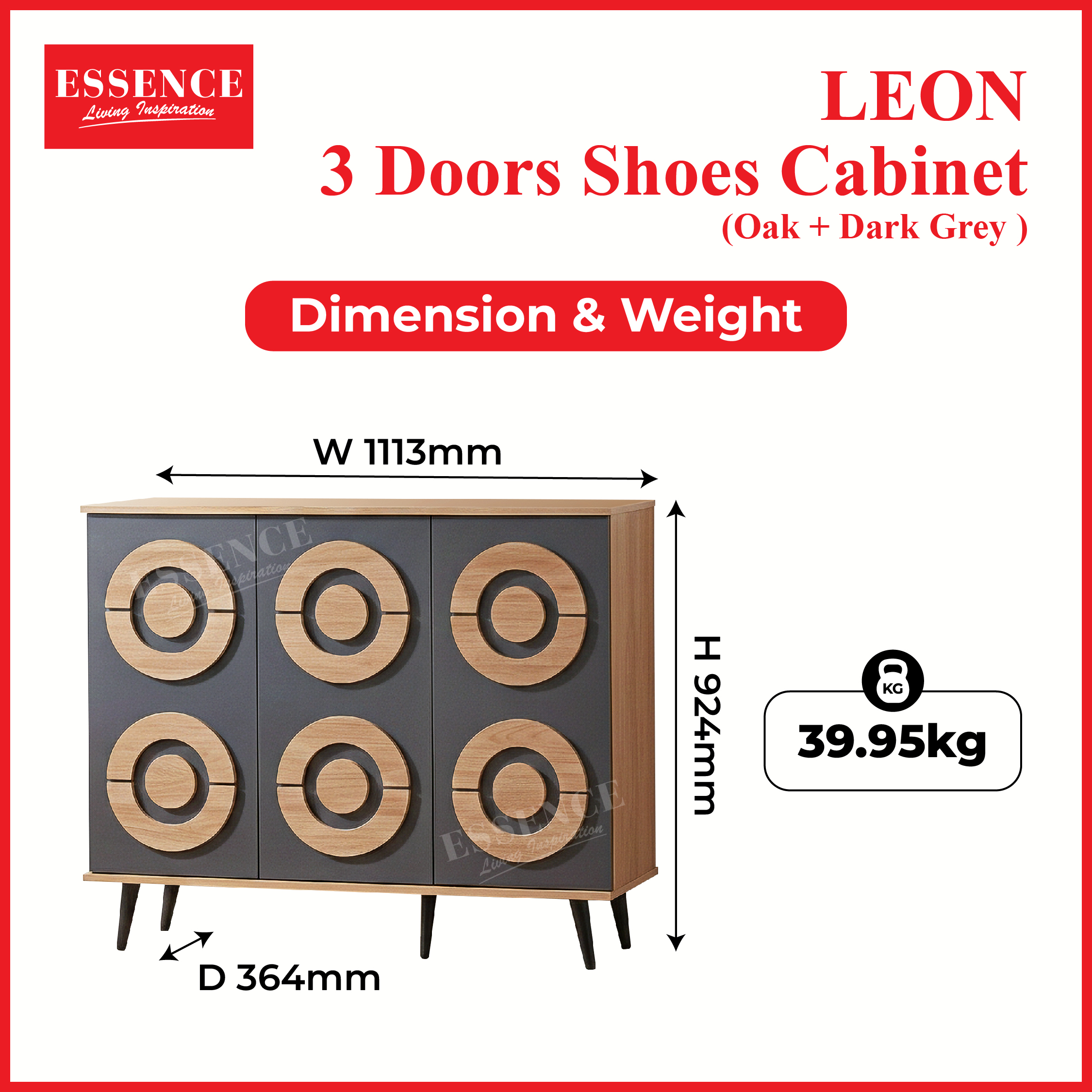 Leon 3 Doors Shoes Cabinet (O+DG)-01