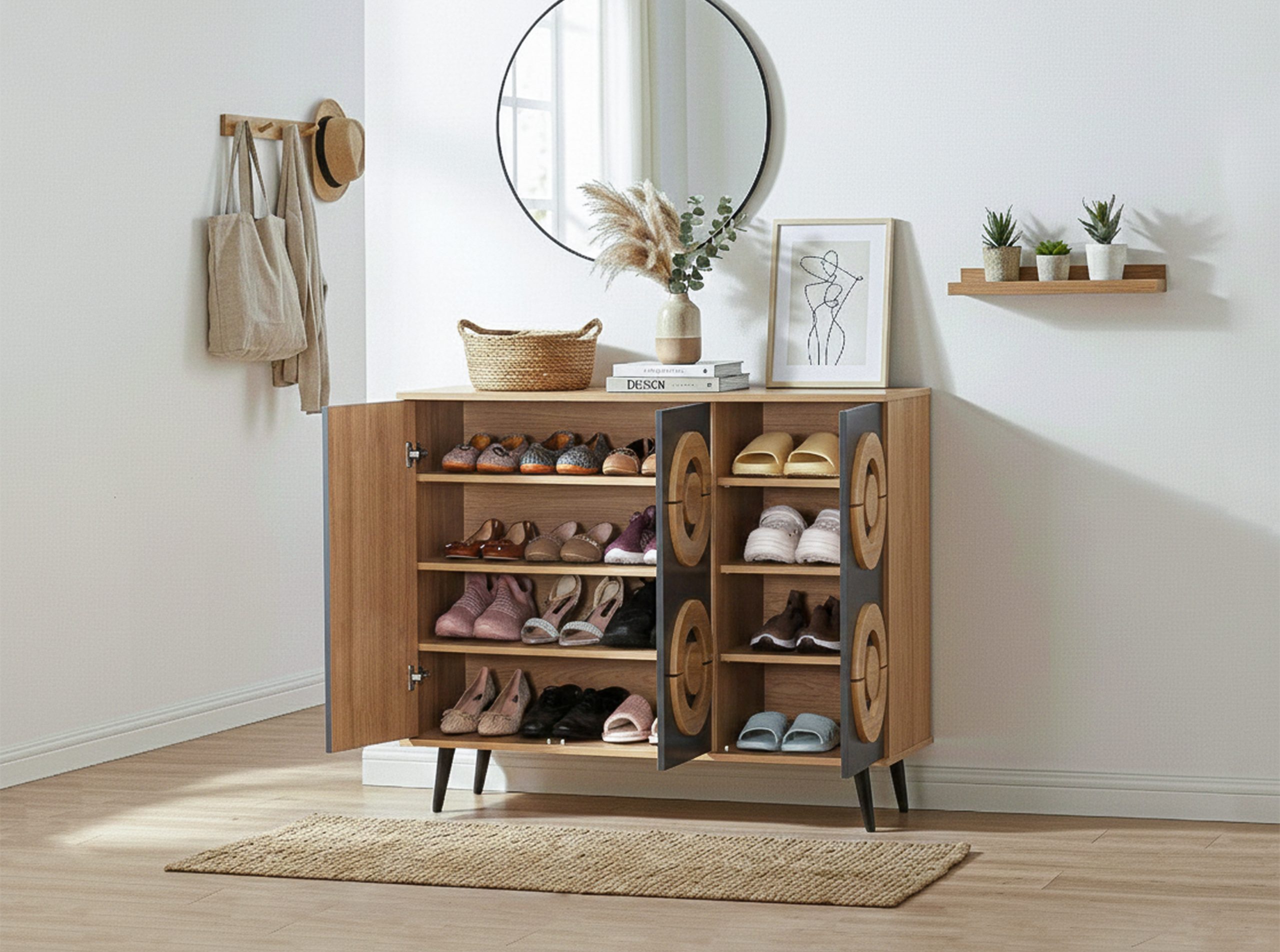 Leon 3 Doors Shoes Cabinet (O+DG) 开